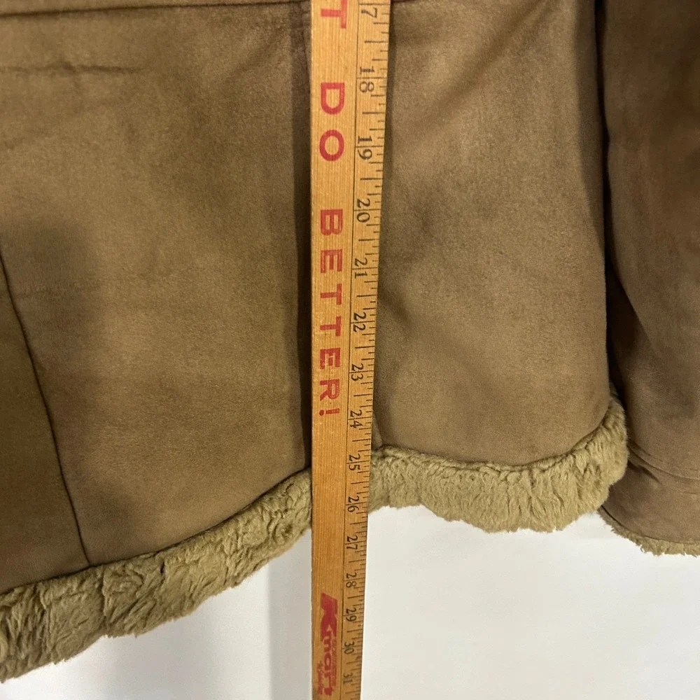 Vintage Y2K Penny Lane Coat Large‎ Bratz Style Faux Suede Shearling Zip Coat